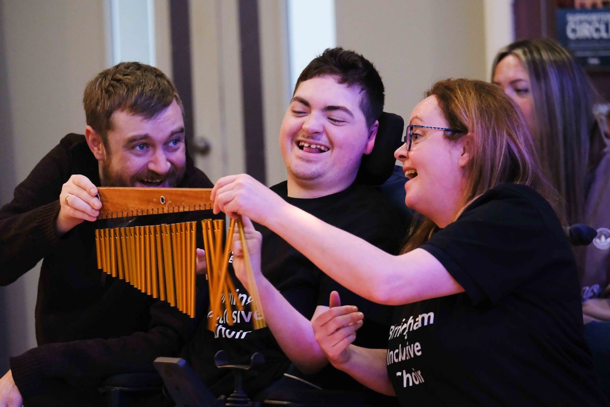 Inclusive Choir member having fun